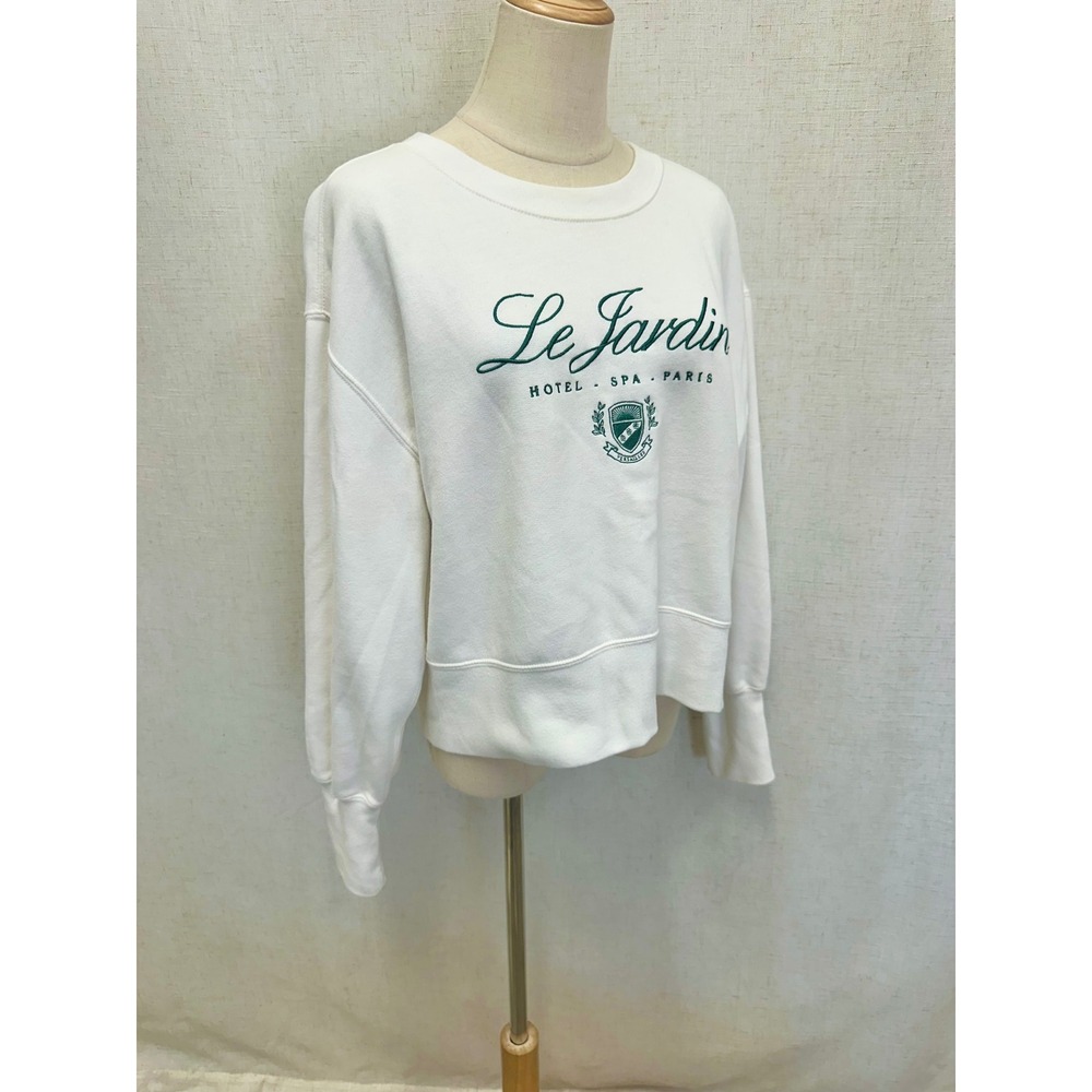 Abercrombie & Fitch Sweatshirt Size Large White Le Jardin Paris Graphic Pullover - Picture 4 of 14
